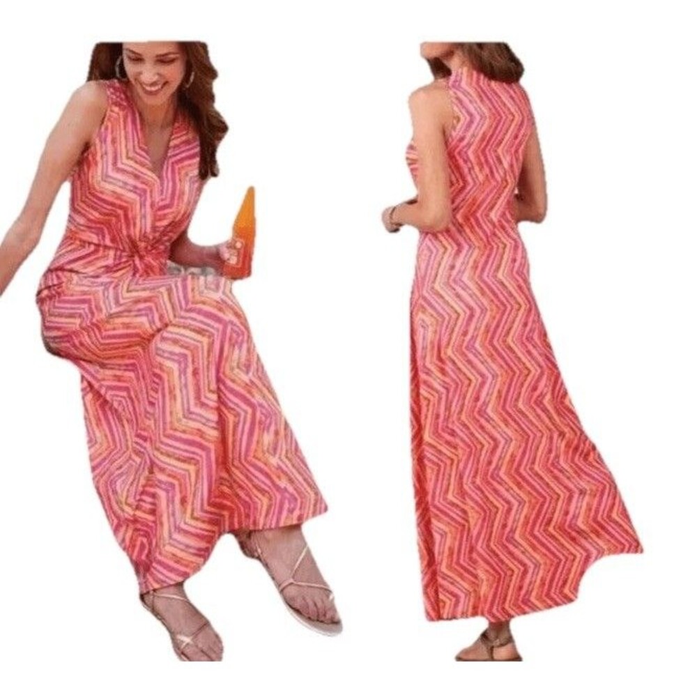 Soft Surroundings Giselli Women's 3X colorful sleeveless V-neck maxi Dress